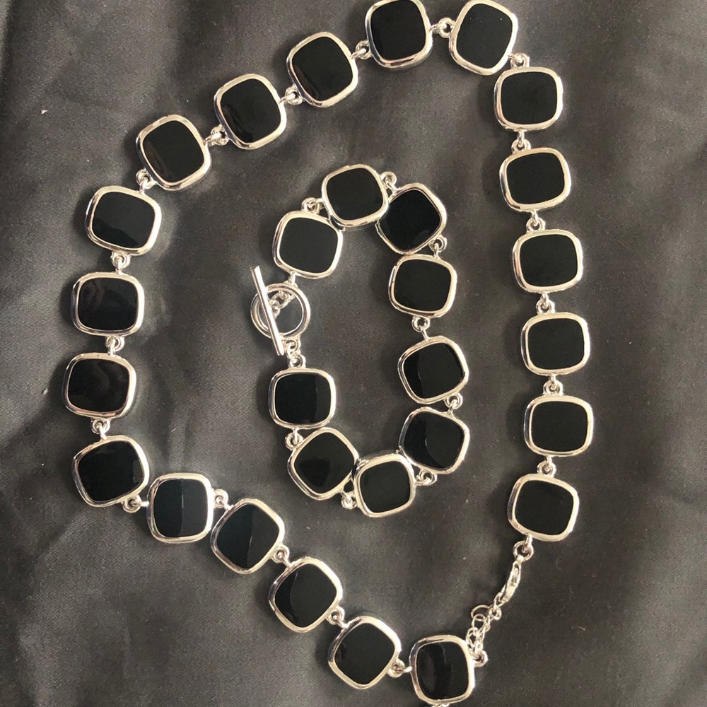 Onyx Necklace and Bracelet Set